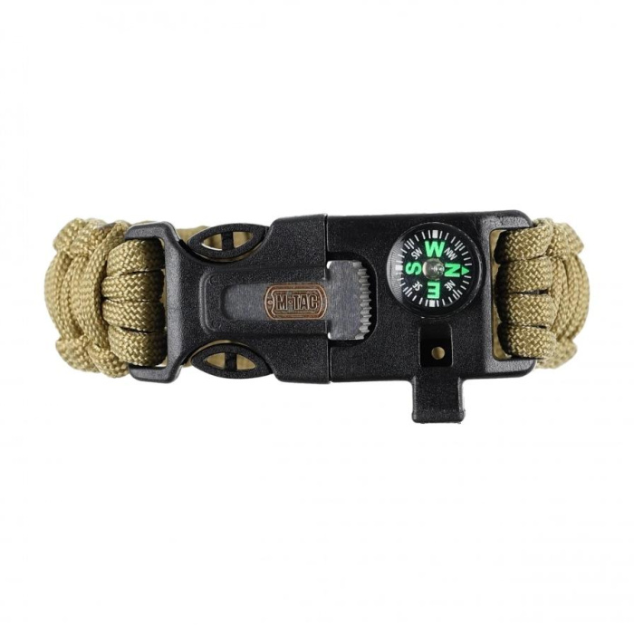 Bransoletka M-Tac Paracord z Krzesiwem, Kompasem i Gwizdkiem, tan (610-308)